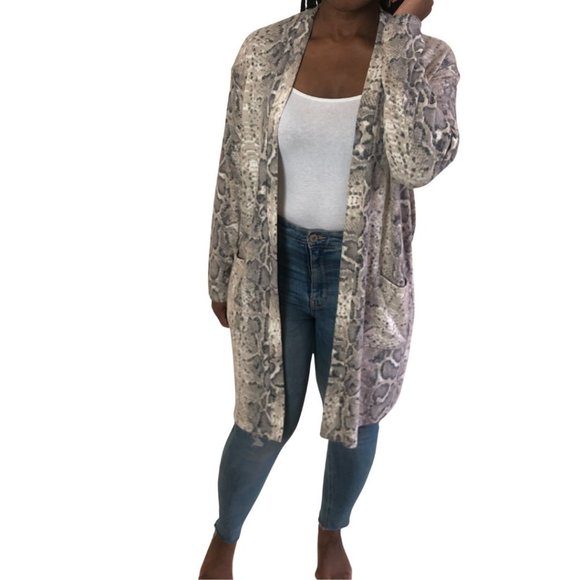 (NWT) Brushed Snake Print Open Front Cardigan - Picture 5 of 5